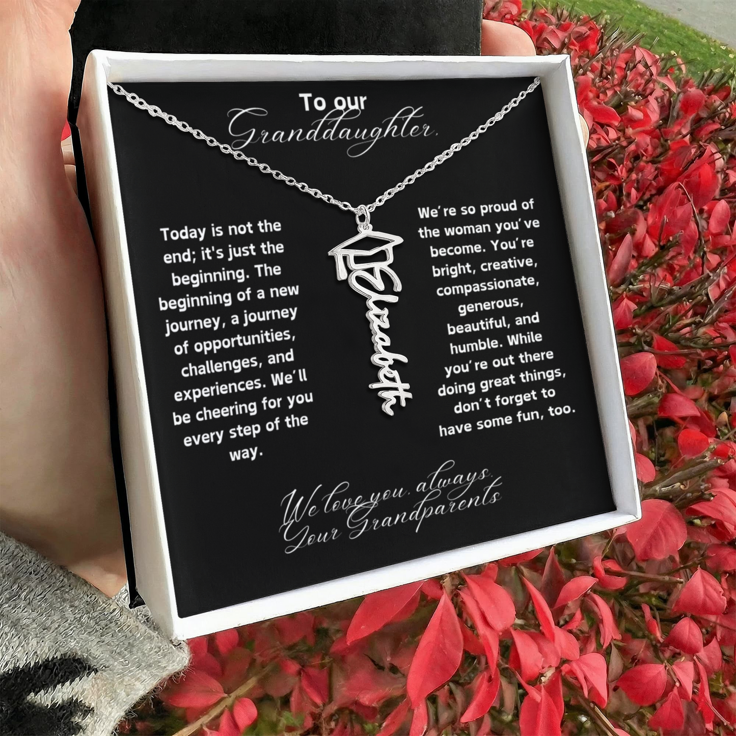 Granddaughter Graduation Name Necklace