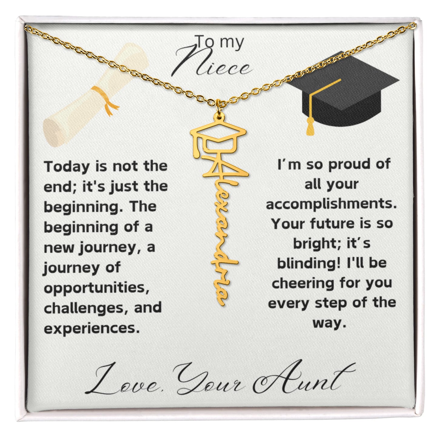 Niece Graduation Gift Name Necklace from Aunt