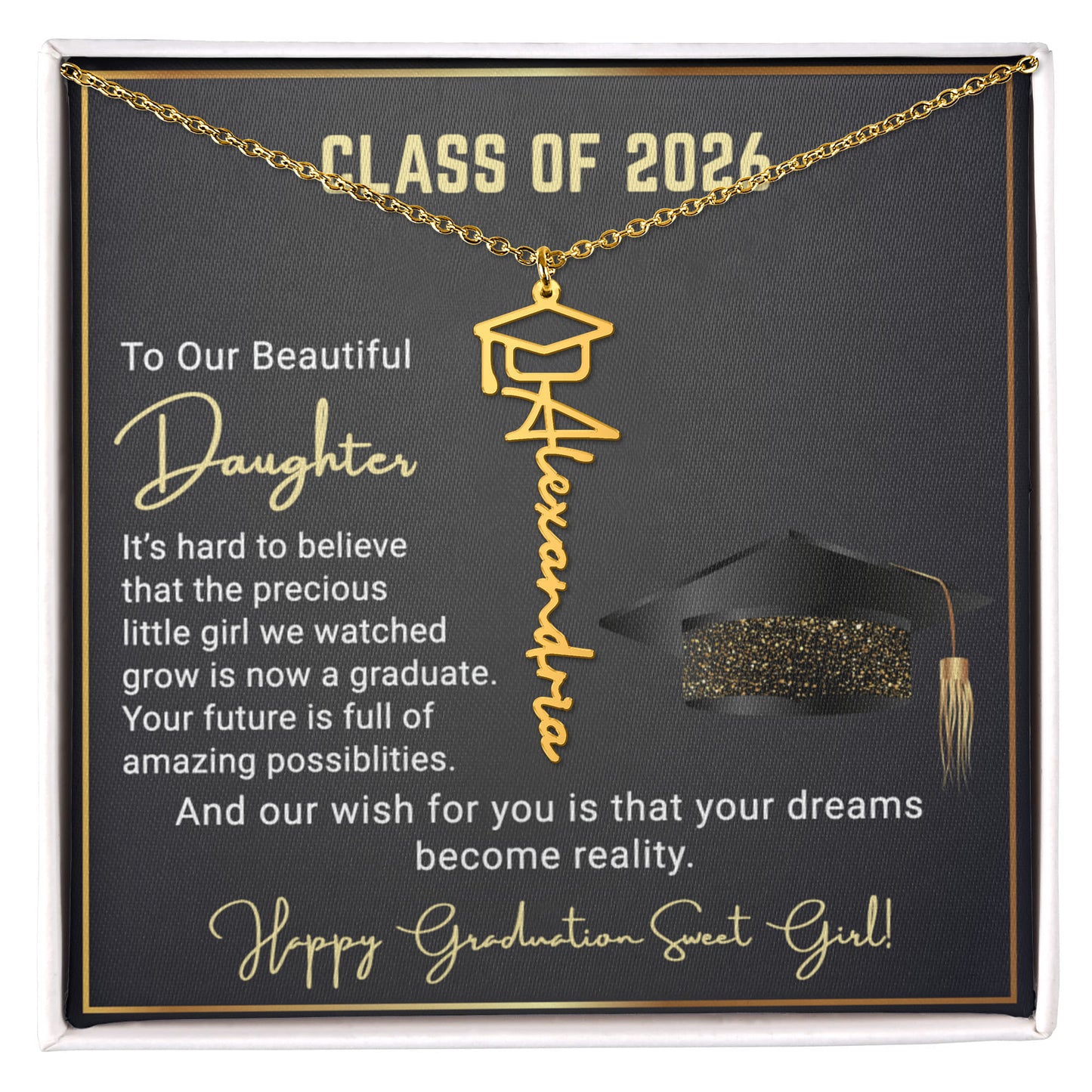Graduation Name Necklace for Our Sweet Girl