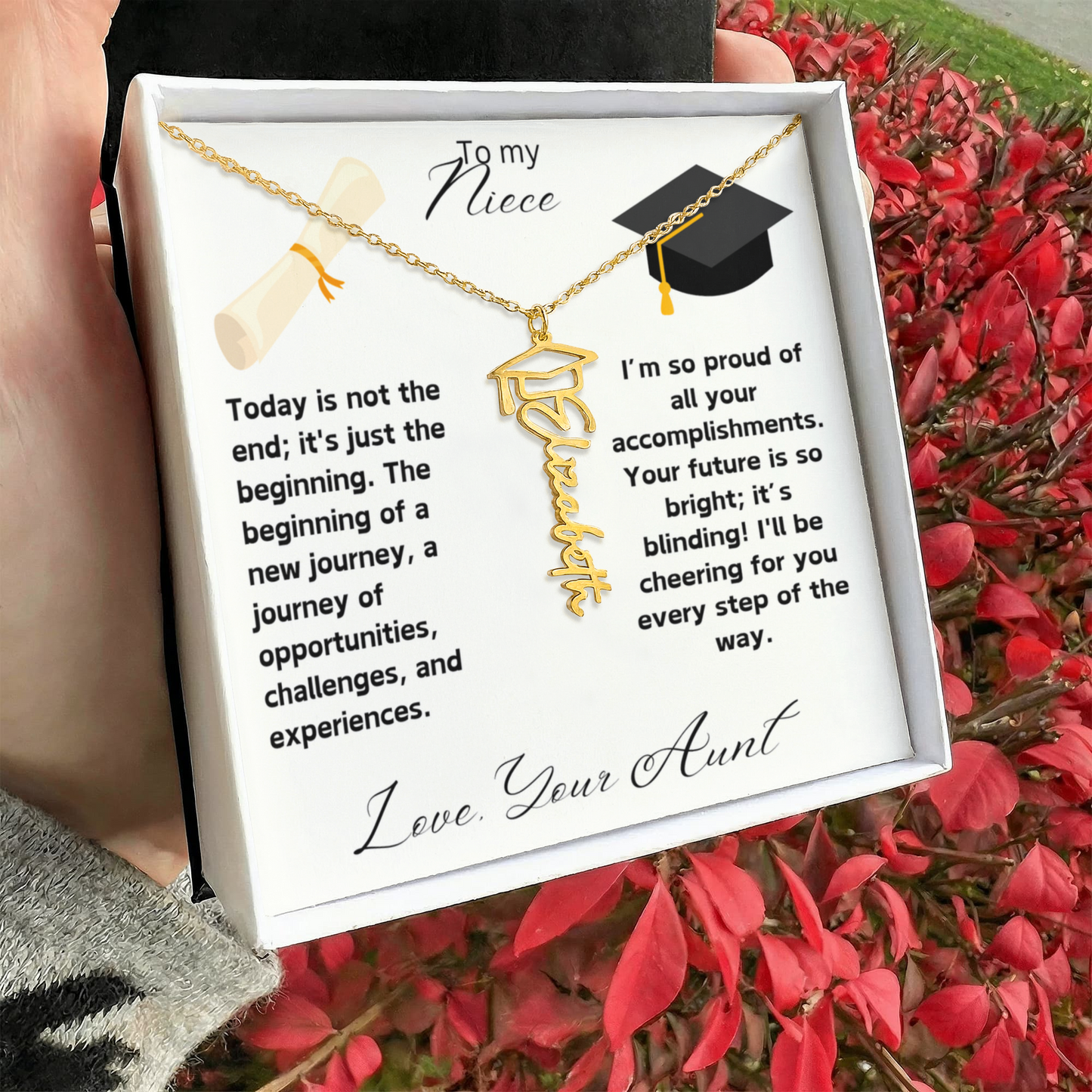 Niece Graduation Gift Name Necklace from Aunt