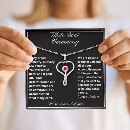 White Coat Congratulations Stethoscope Necklace