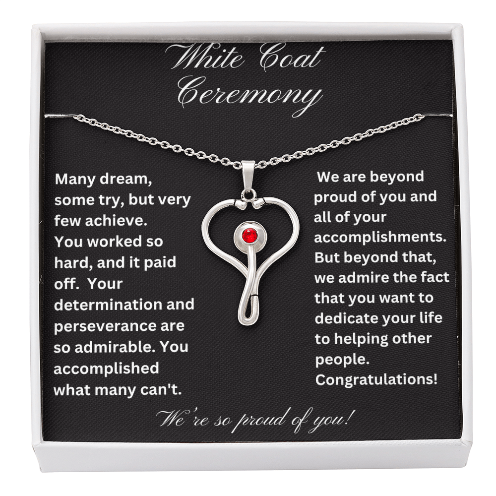 White Coat Congratulations Stethoscope Necklace