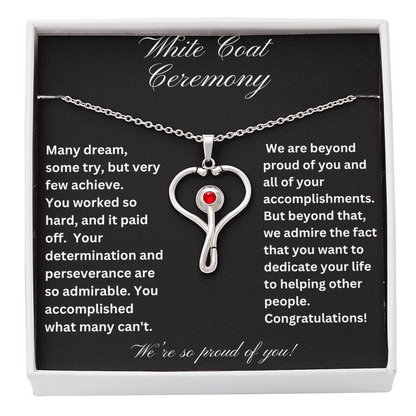 White Coat Congratulations Stethoscope Necklace
