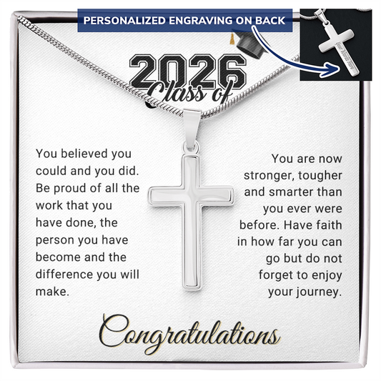 Class of 2026 Personalized Graduation Cross Necklace