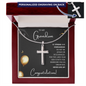 Grandson Graduation Personalized Cross Necklace