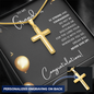 Grandson Graduation Personalized Cross Necklace