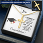 Graduation Personalized Engraved Cross Necklace for Son