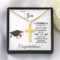 Graduation Personalized Engraved Cross Necklace for Son