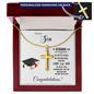 Graduation Personalized Engraved Cross Necklace for Son