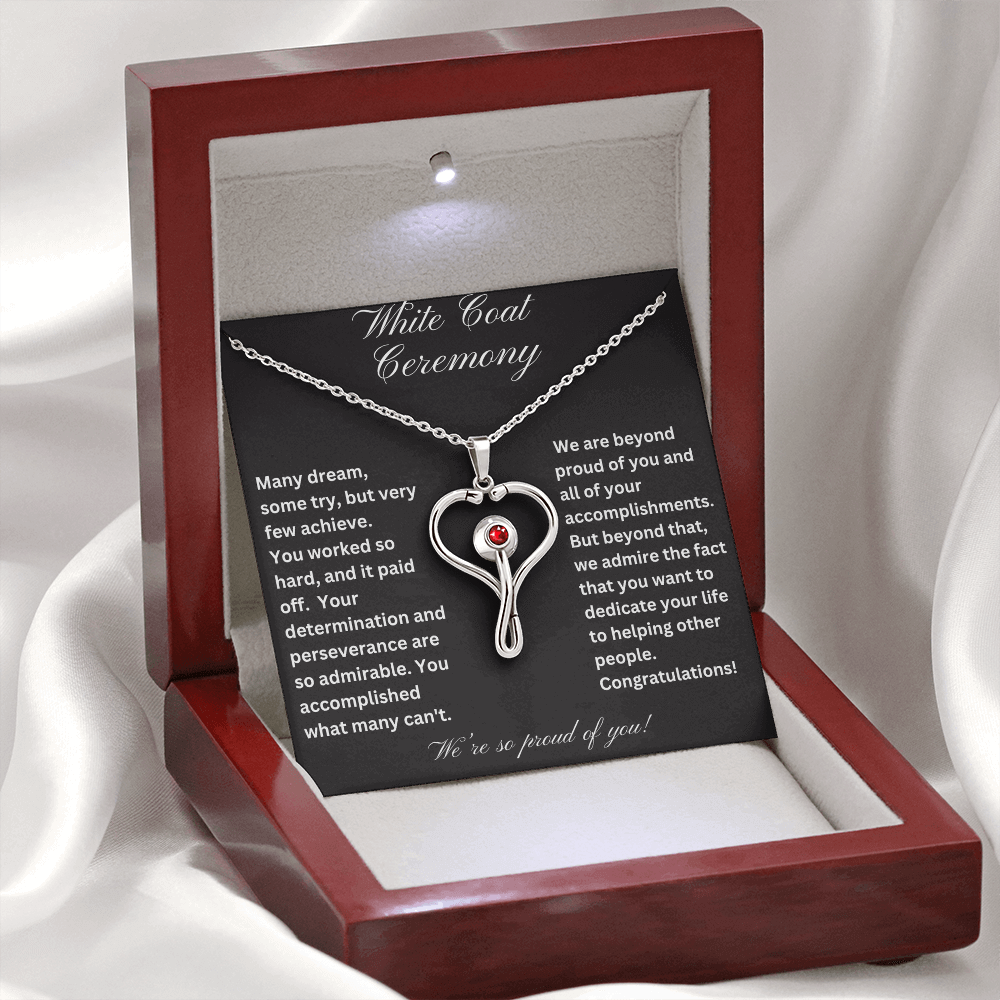 White Coat Congratulations Stethoscope Necklace