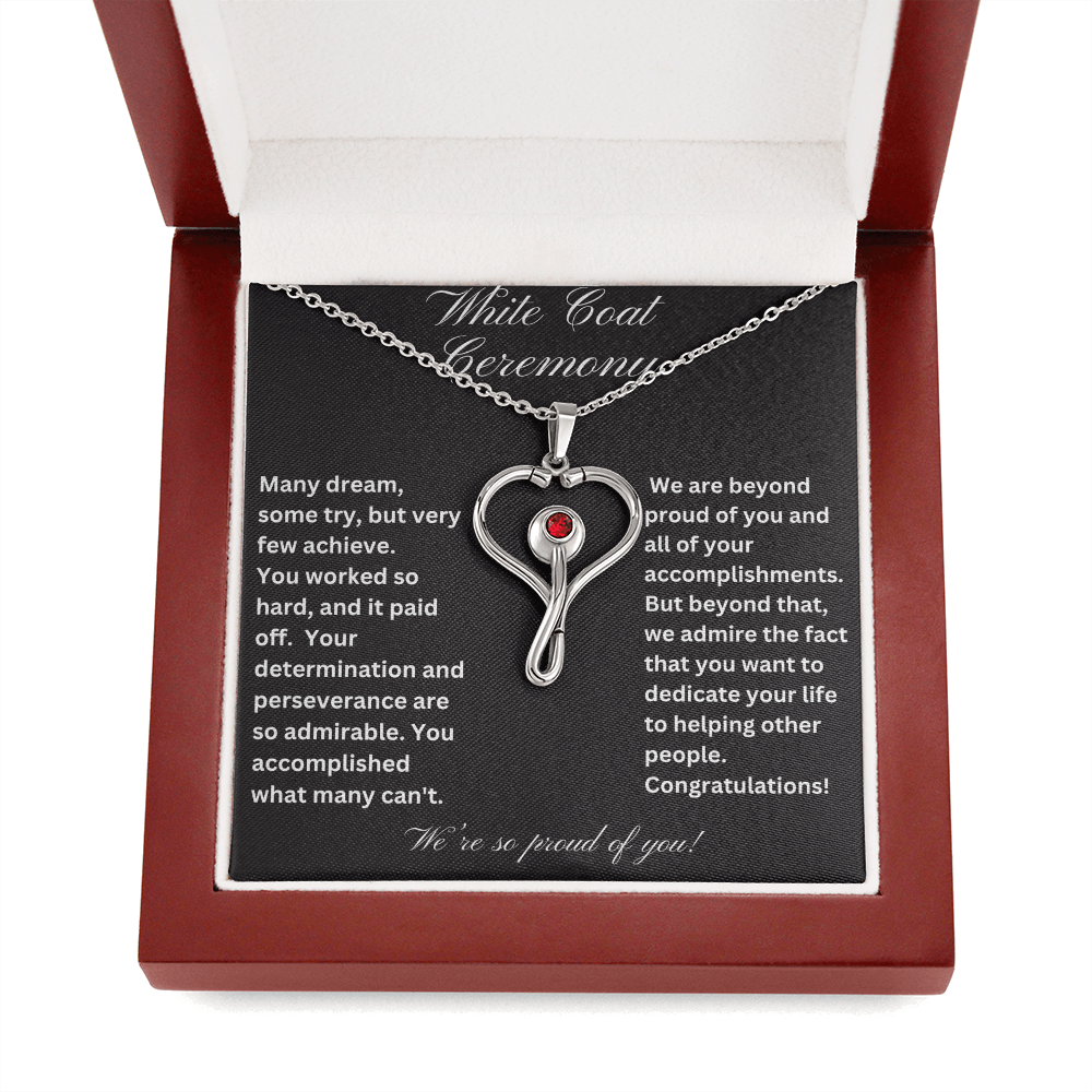 White Coat Congratulations Stethoscope Necklace