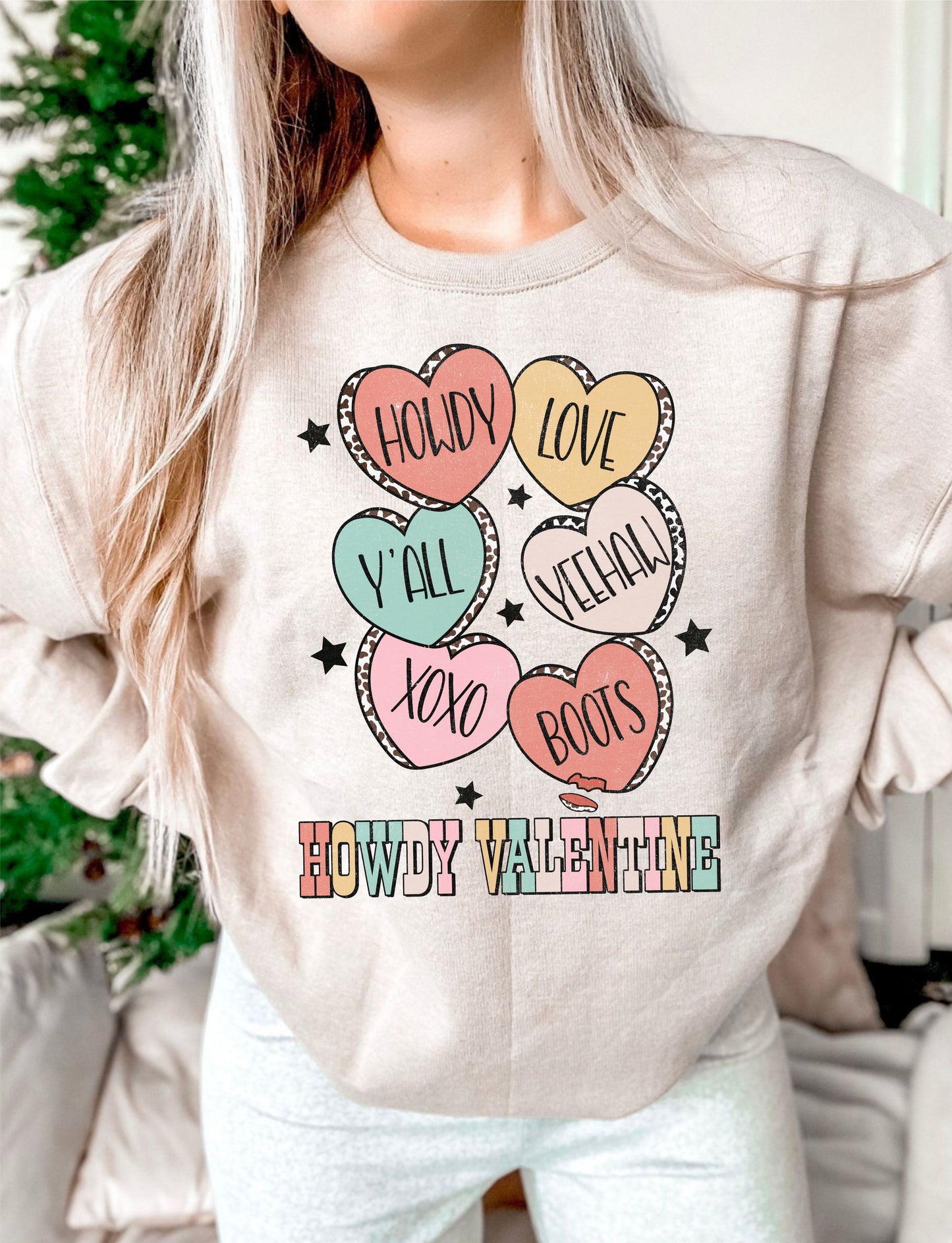 Howdy Valentine Conversational Hearts Sweatshirt