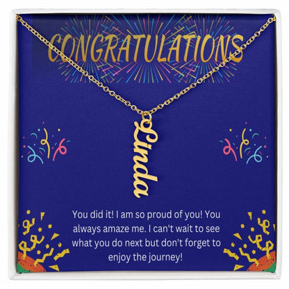 Graduation Vertical Name Necklace | Congratulations Gift | Graduation Gift