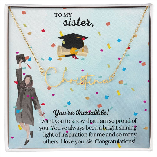 Sister Graduation Gift | Graduation Gift for Sister | Gold Name Necklace | Silver Name Necklace