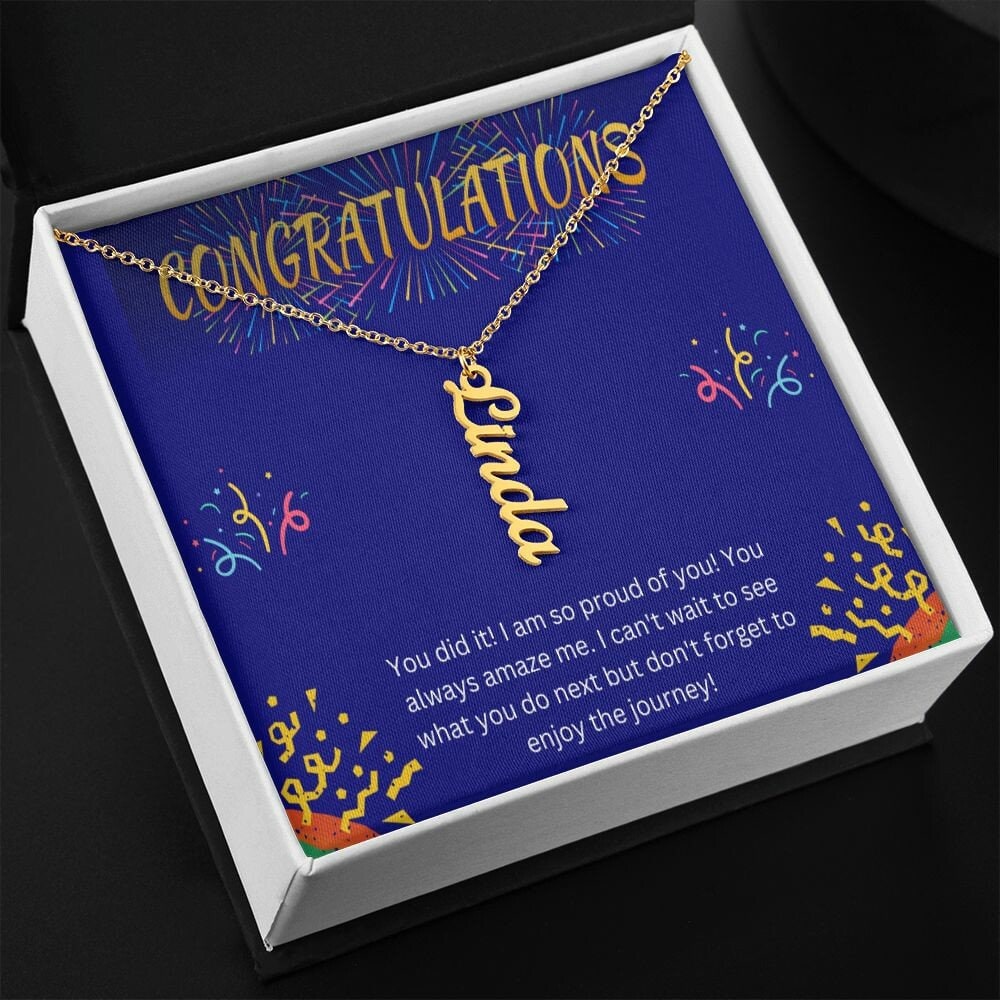 Graduation Vertical Name Necklace | Congratulations Gift | Graduation Gift