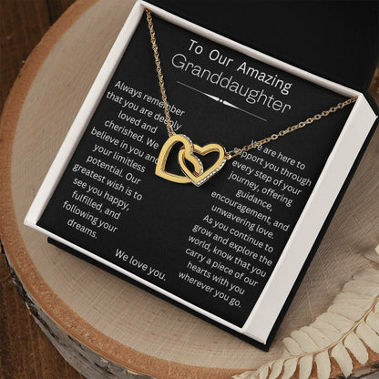 Granddaughter Interlocking Heart Necklace, Christmas Gift, Birthday Gift, Graduation Gift, Moving Gift, Congratulations Gift