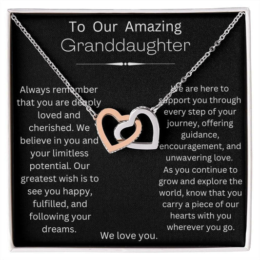 Granddaughter Interlocking Heart Necklace, Christmas Gift, Birthday Gift, Graduation Gift, Moving Gift, Congratulations Gift